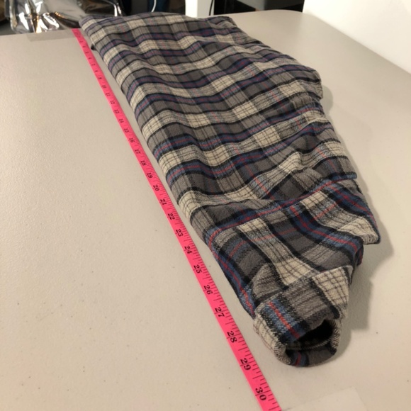 Lacoste Mens Flannel Shirt Size Medium Plaid Button Up Long Sleeve Blue Gray - Picture 12 of 14